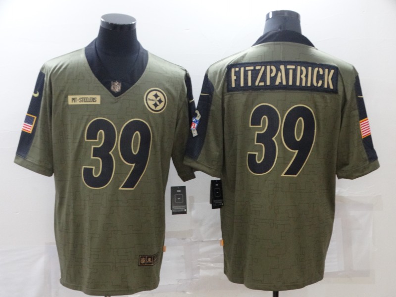 Men Pittsburgh Steelers #39 Fitzpatrick green Nike Olive Salute To Service Limited NFL jersey->los angeles chargers->NFL Jersey